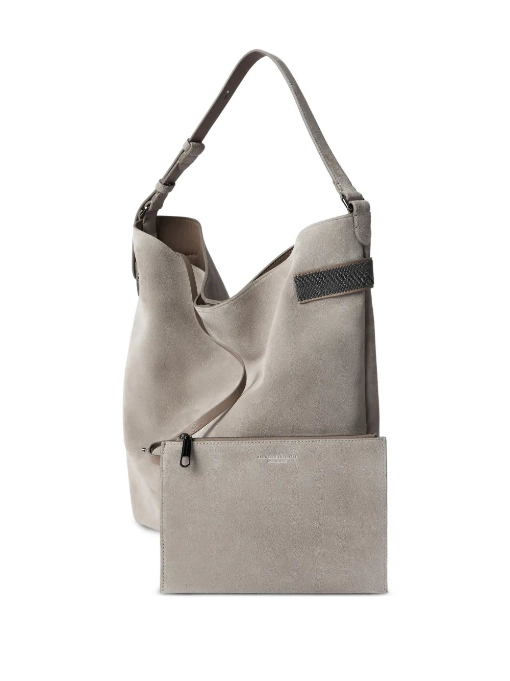 Brunello Cucinelli Monili Detail Suede Tote Bag