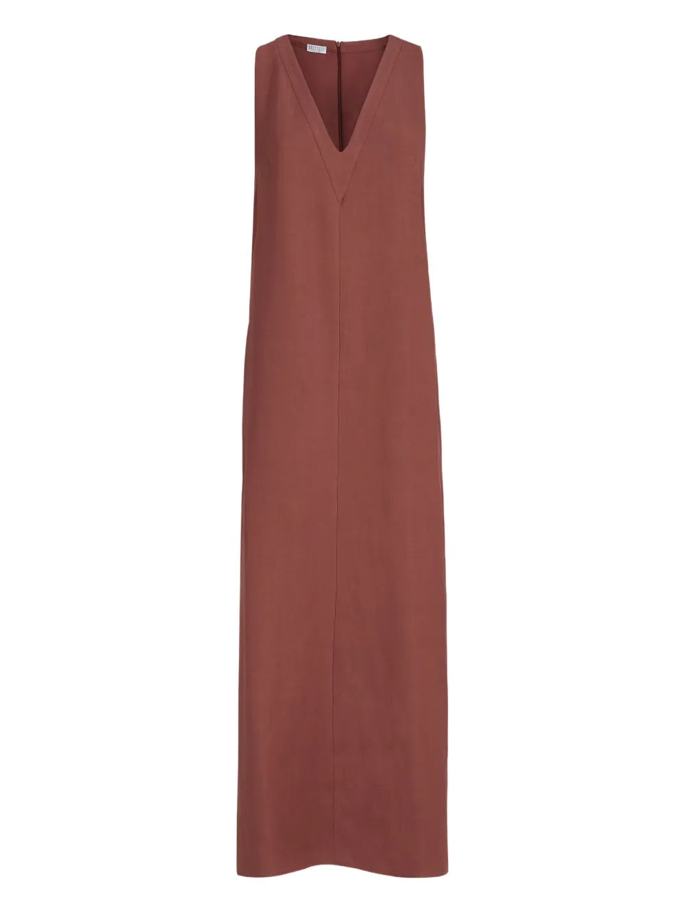 Brunello Cucinelli V Neck Monili Detail Midi Dress