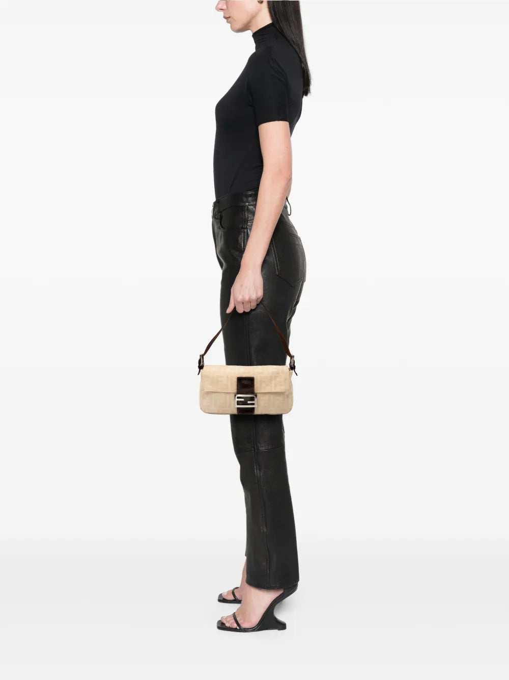 Fendi Pre Owned 20Th Century Zucca Canvas Baguette Shoulder Bag