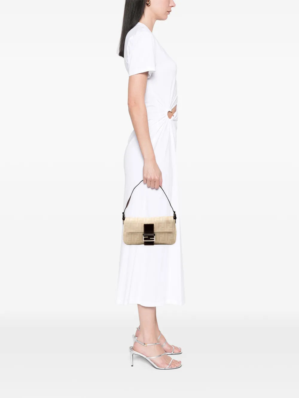 Fendi Pre Owned 2000 2010 Zucca Canvas Baguette Shoulder Bag