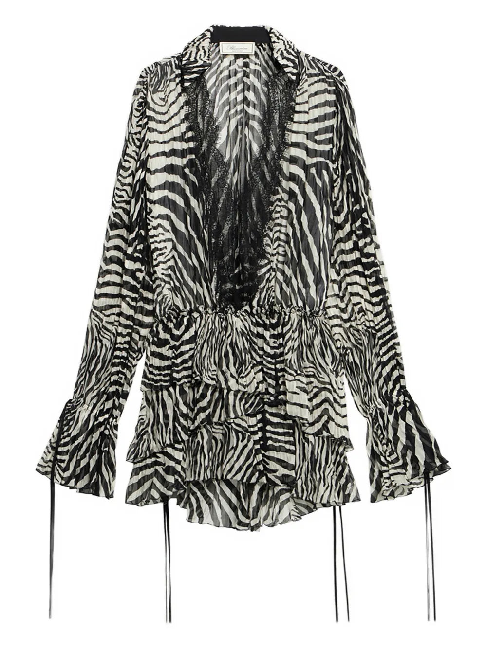 Blumarine Lace Trim Zebra Print Mini Dress