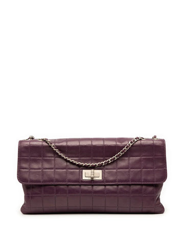 Chanel Pre Owned 2000 2002 Reissue 255 Chocolate Bar Lambskin Accordion Flap Shoulder Bag