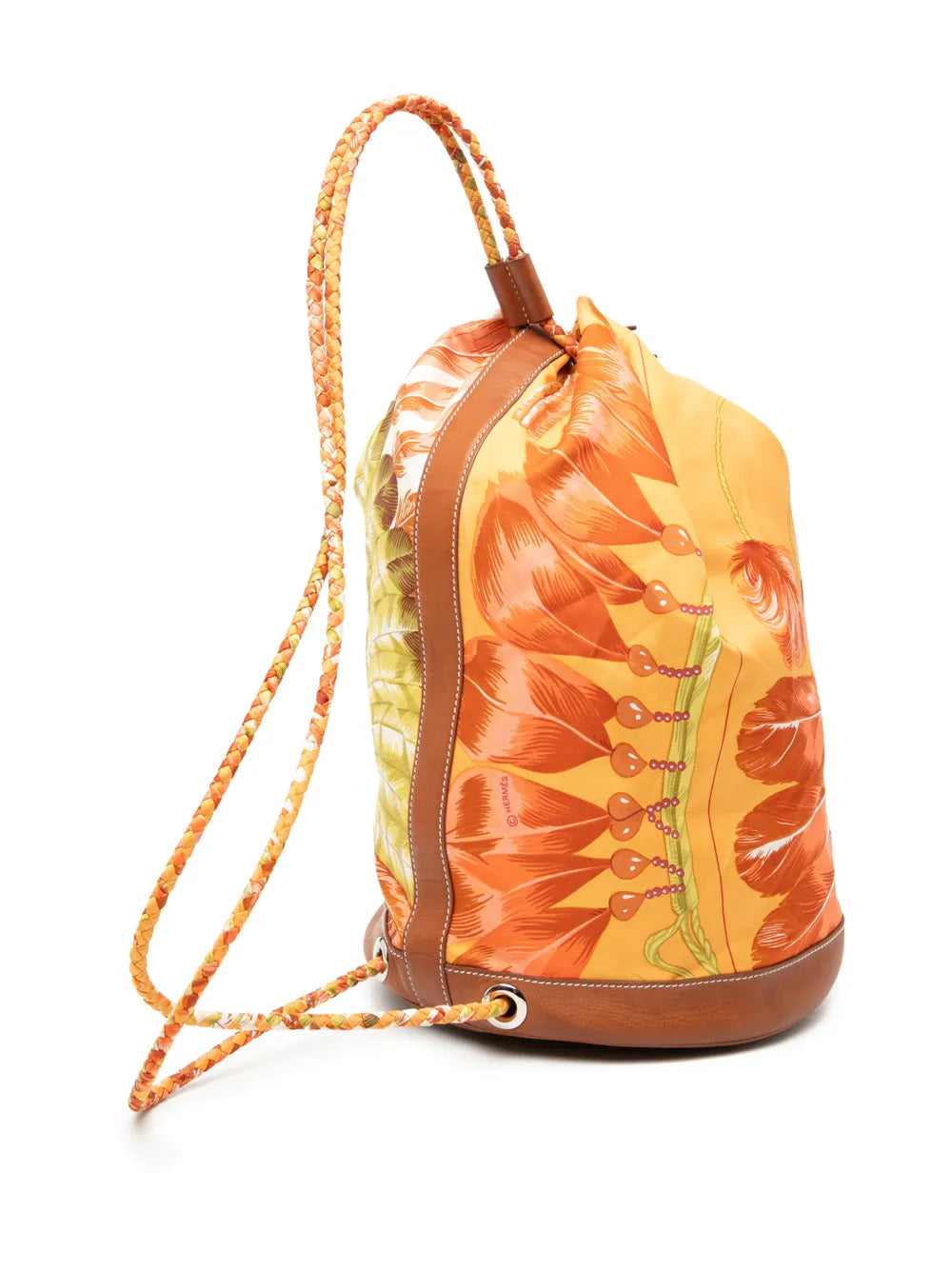 Hermes Pre Owned 2014 Silk Flamingo Party Sac Soie Cool 22 Bucket Bag