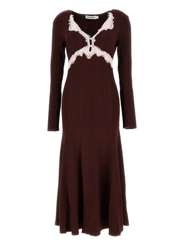 Self Portrait Ribbed Lace A Line Dress