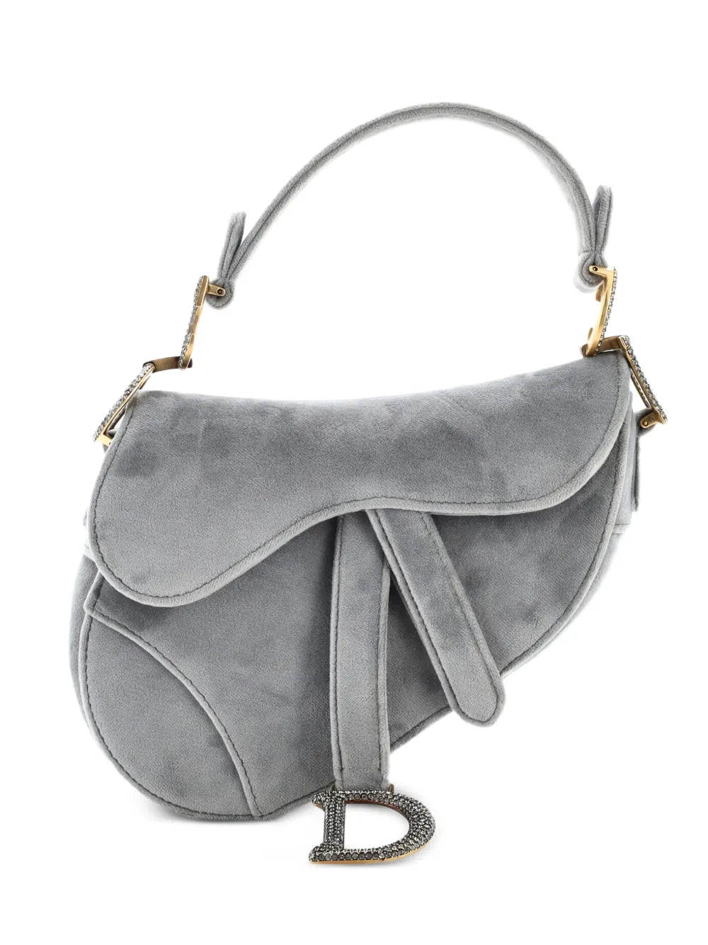 Christian Dior Pre Owned Saddle Handbag Velvet With Crystals Mini Shoulder Bag