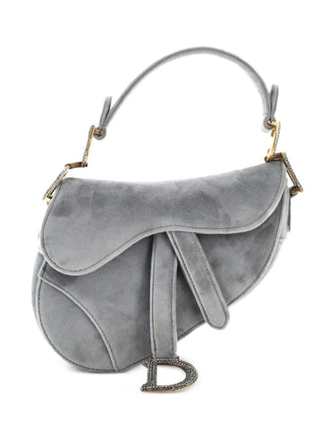 Christian Dior Pre Owned Saddle Handbag Velvet With Crystals Mini Shoulder Bag