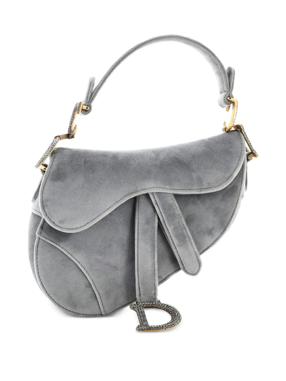 Christian Dior Pre Owned Saddle Handbag Velvet With Crystals Mini Shoulder Bag
