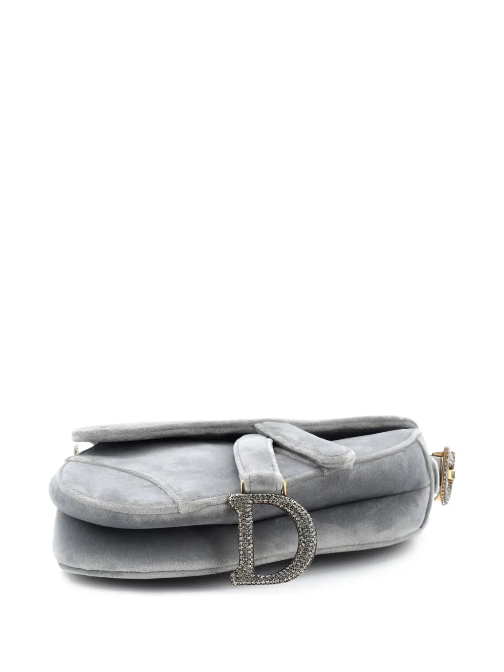 Christian Dior Pre Owned Saddle Handbag Velvet With Crystals Mini Shoulder Bag