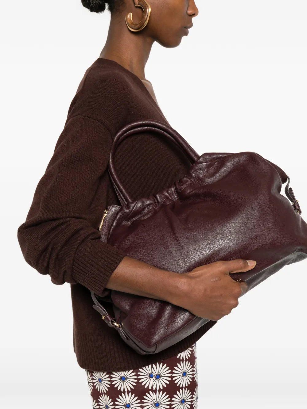 Biasia Ruffle Zip Detail Tote Bag