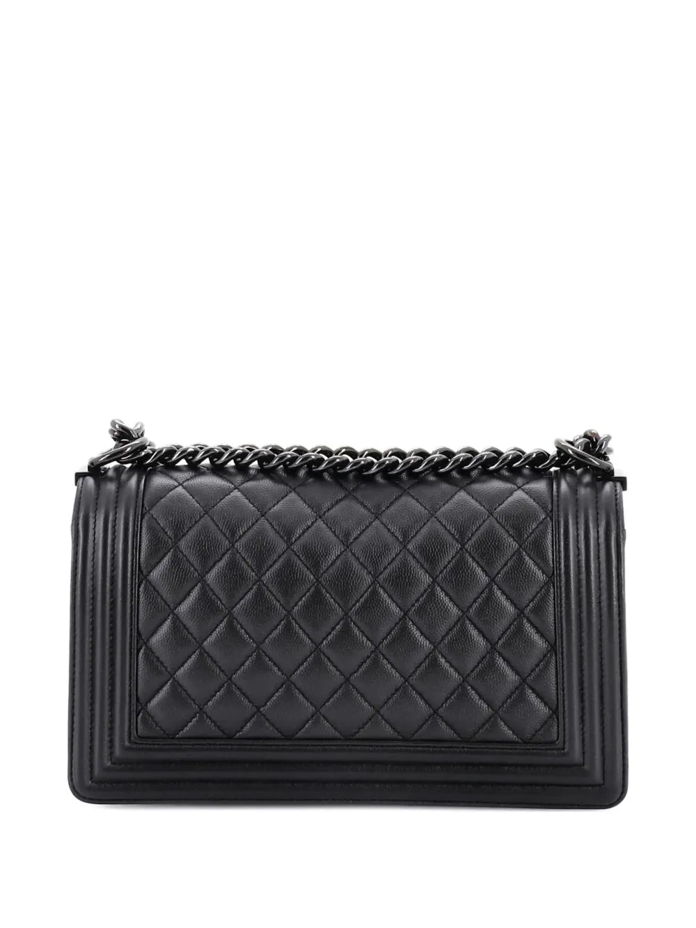 Chanel Pre Owned So Black Boy Flap Bag Quilted Caviar Old Medium Shoulder Bag