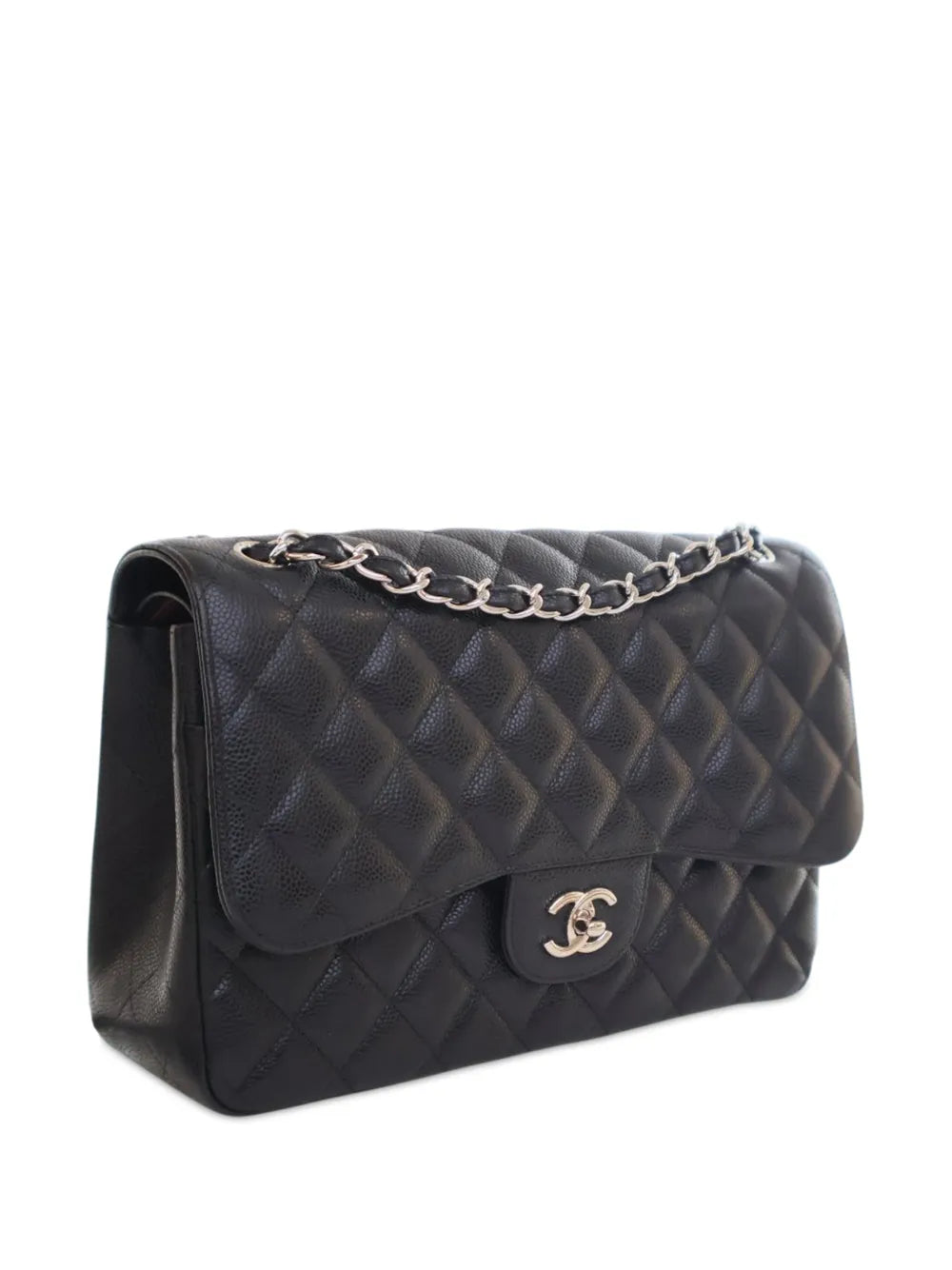 Chanel Pre Owned 2014 Jumbo Classic Caviar Double Flap Shoulder Bag