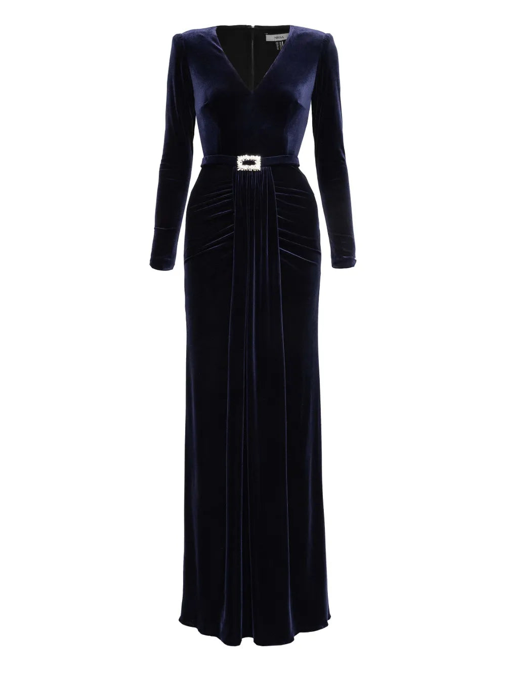Nissa Crystal Bucket Velvet Maxi Dress
