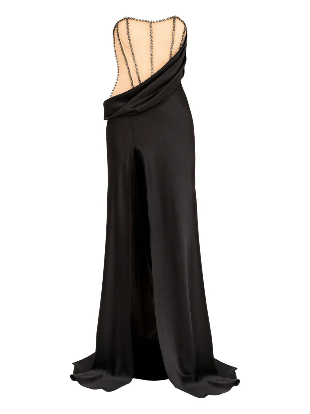 Nissa Crystal Embellished Satin Maxi Dress