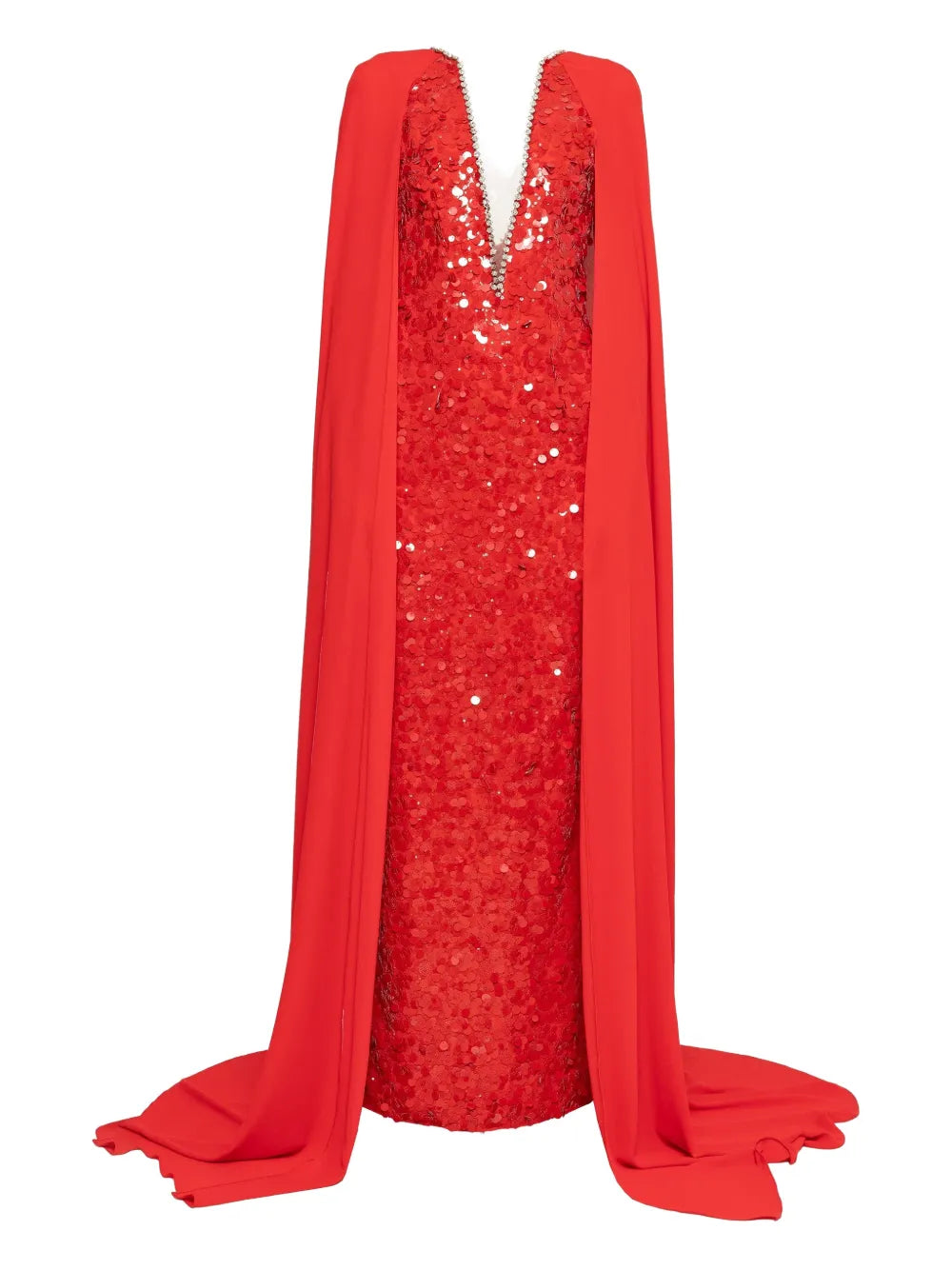 Nissa Crystal Trim Sequin Maxi Dress