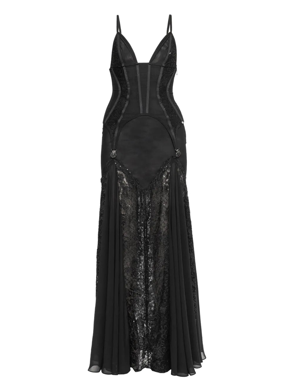 Nissa Lace Panel Corset Maxi Dress