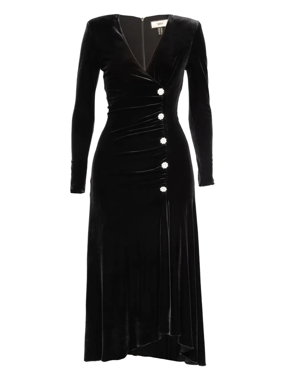 Nissa Crystal Embellished Velvet Midi Dress