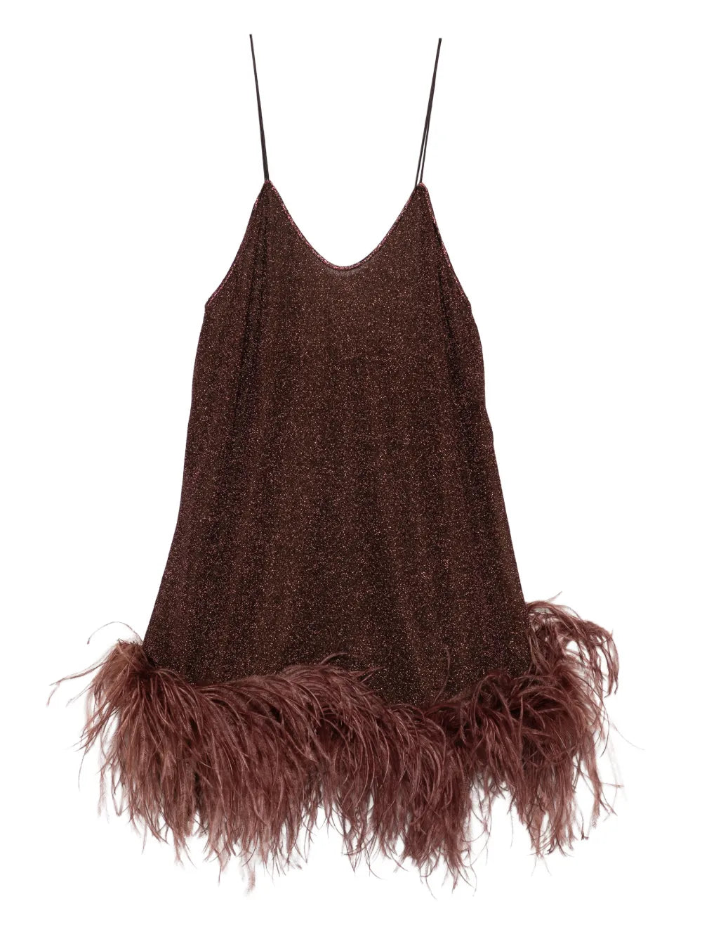 Oseree Feather Detail V Neck Mini Dress