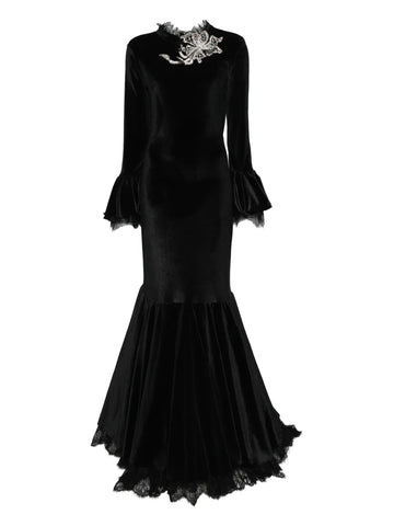 Miau By Clara Rotescu Bell Sleeve Embellished Maxi Dress