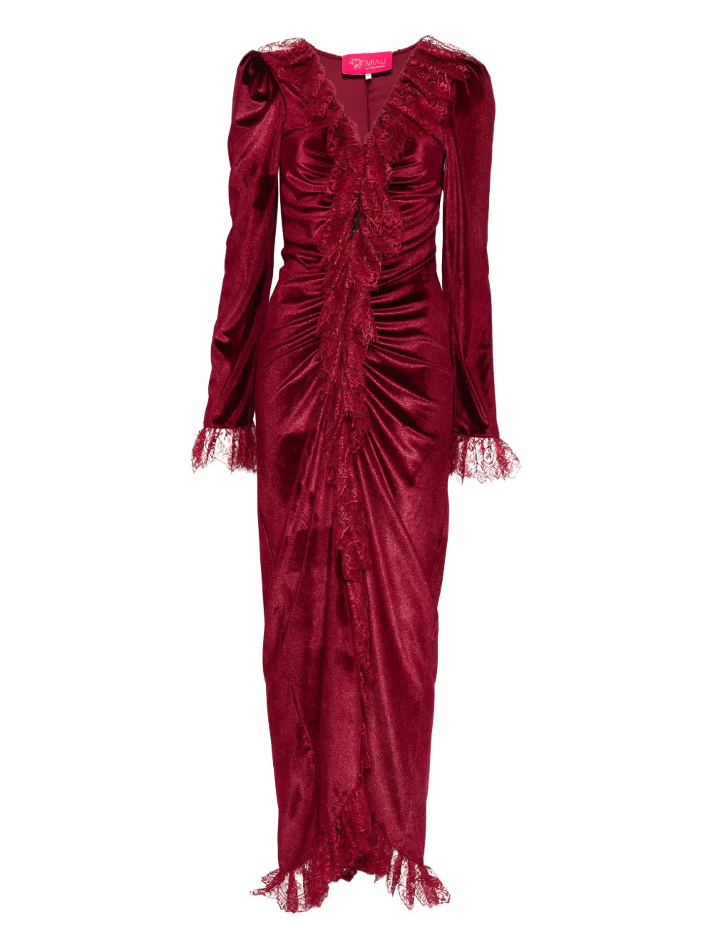 Miau By Clara Rotescu Lace V Neck Maxi Dress
