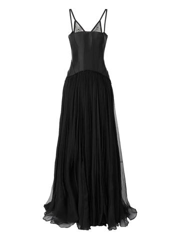 Araftu Lace Detail Corset Maxi Dress