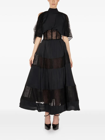 Araftu Lace Detail Panelled Midi Dress