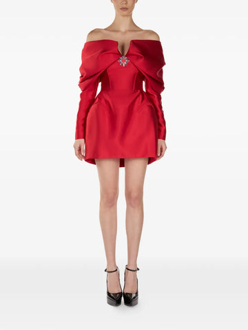 Araftu Off Shoulder Embellished Mini Dress