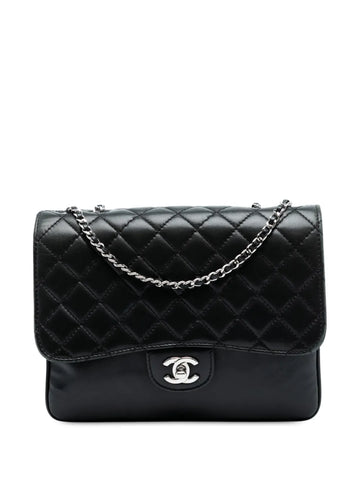 Chanel Pre Owned 2012 Medium Quilted Lambskin Clams Pocket Accordion Flap Shoulder Bag