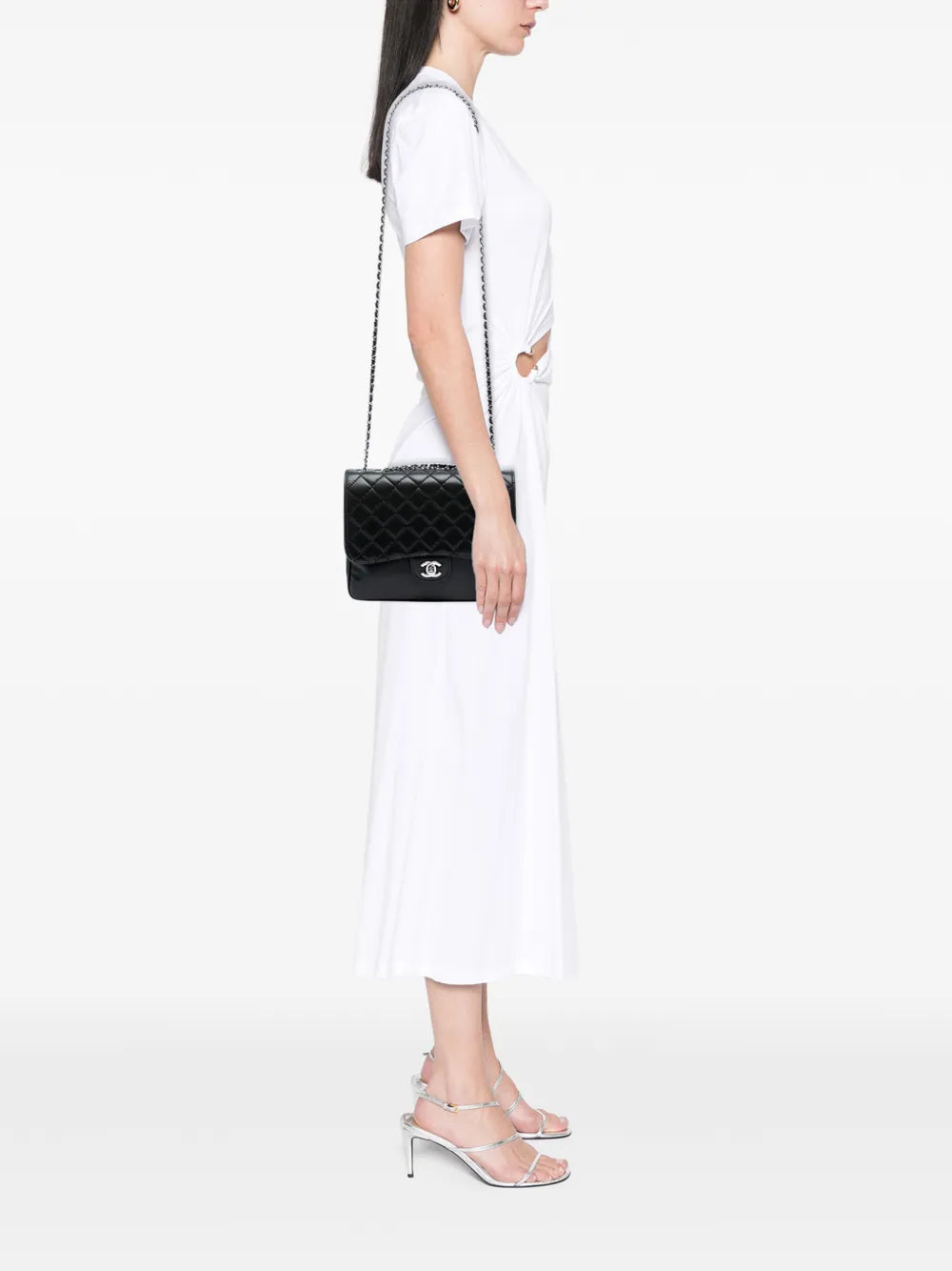 Chanel Pre Owned 2012 Medium Quilted Lambskin Clams Pocket Accordion Flap Shoulder Bag