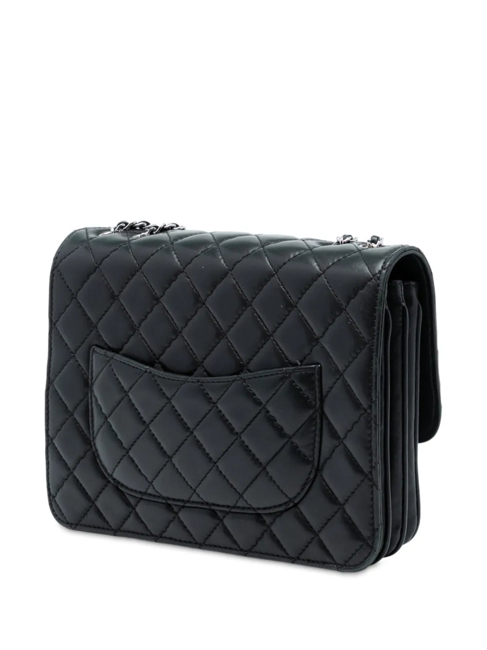 Chanel Pre Owned 2012 Medium Quilted Lambskin Clams Pocket Accordion Flap Shoulder Bag