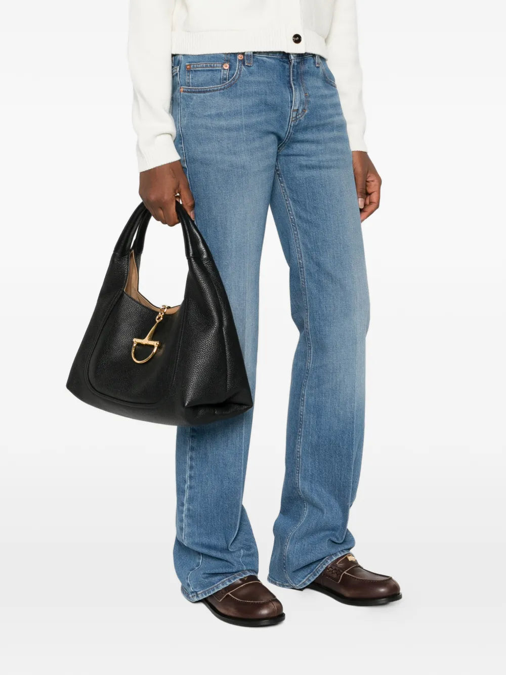 Gucci Horsebit Grained Leather Tote Bag
