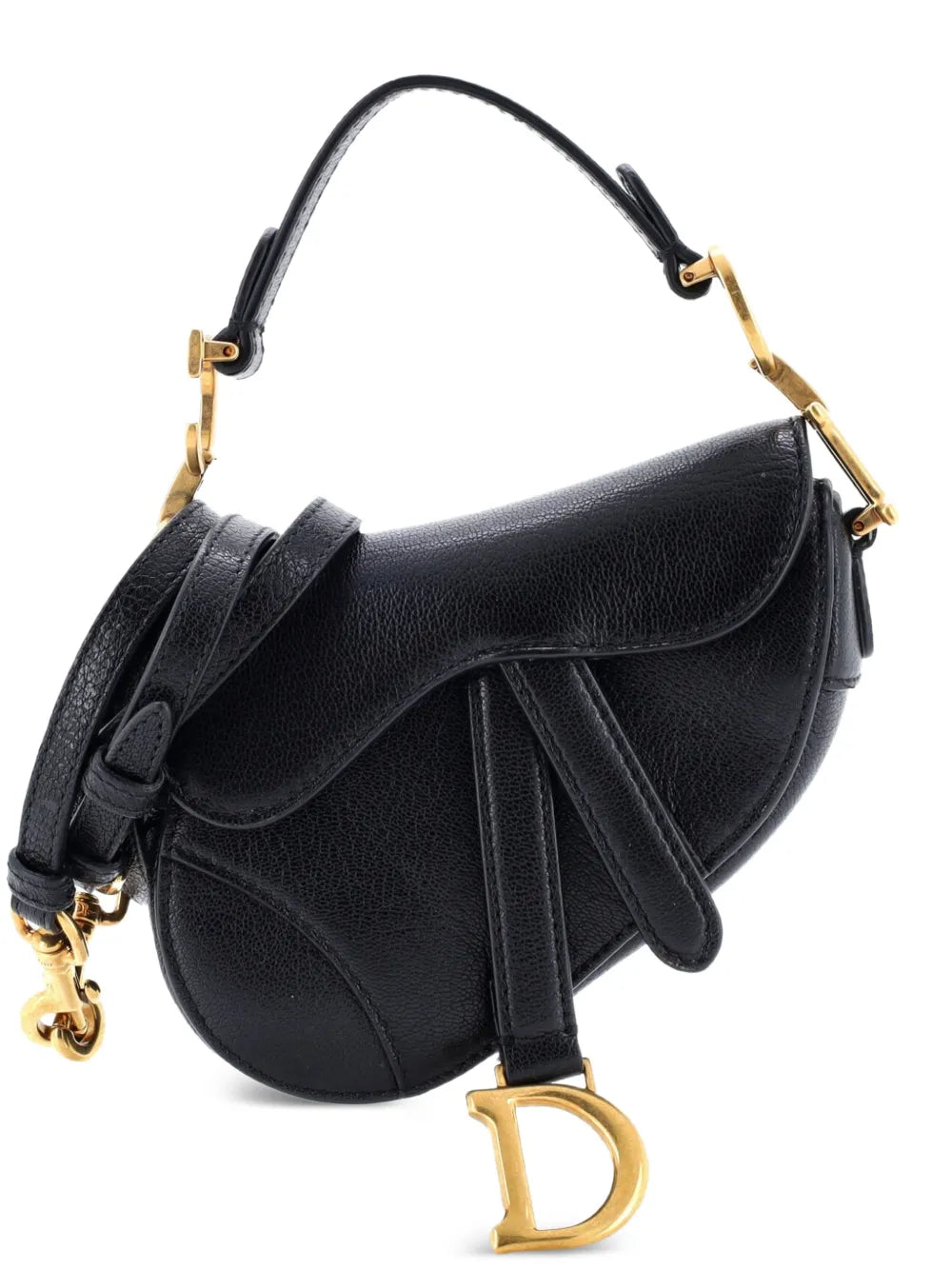Christian Dior Pre Owned Saddle Handbag With Strap Leather Micro Shoulder Bag