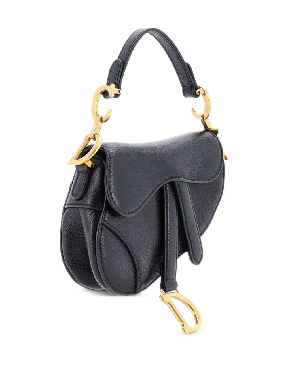 Christian Dior Pre Owned Saddle Handbag With Strap Leather Micro Shoulder Bag