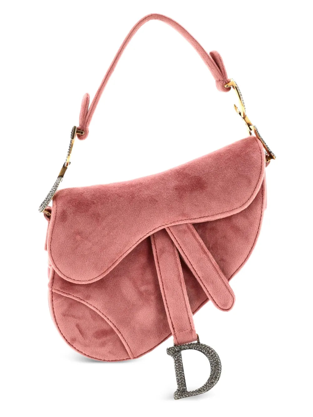 Christian Dior Pre Owned Saddle Handbag Velvet With Crystals Mini Shoulder Bag