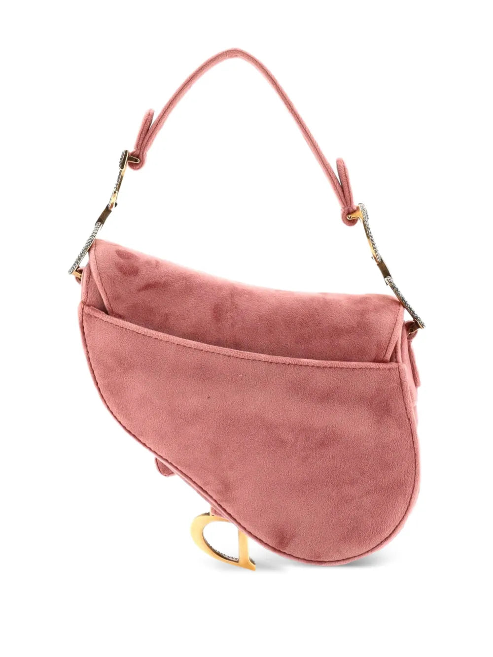Christian Dior Pre Owned Saddle Handbag Velvet With Crystals Mini Shoulder Bag