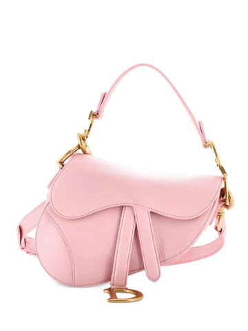 Christian Dior Pre Owned Saddle Handbag With Strap Leather Mini Shoulder Bag