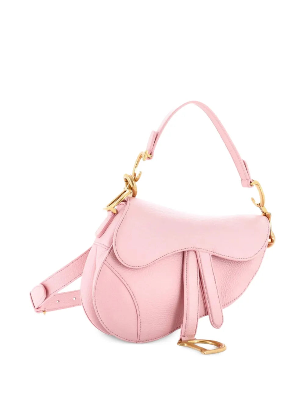 Christian Dior Pre Owned Saddle Handbag With Strap Leather Mini Shoulder Bag