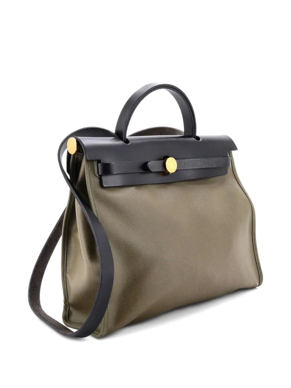 Hermes Pre Owned Herbag Zip Leather And Toile 31 Shoulder Bag