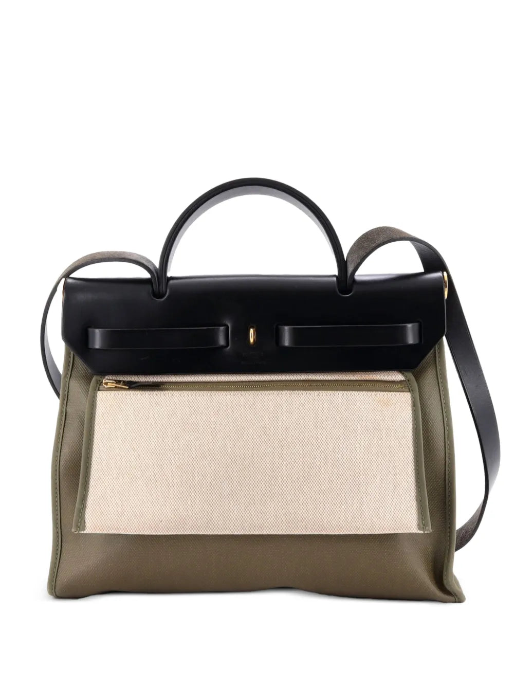 Hermes Pre Owned Herbag Zip Leather And Toile 31 Shoulder Bag