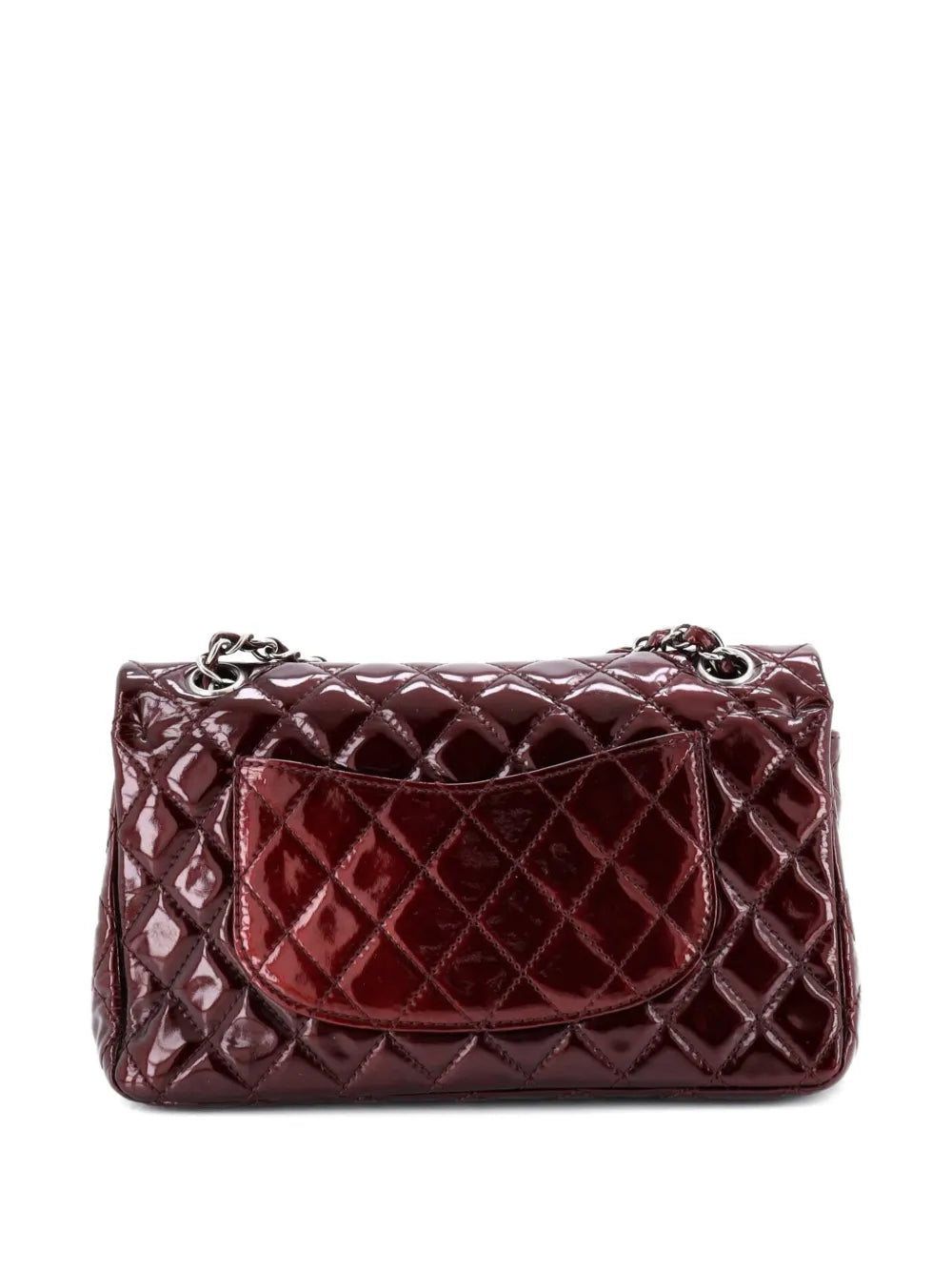 Chanel Pre Owned Classic Double Flap Bag Quilted Patent Medium Shoulder Bag