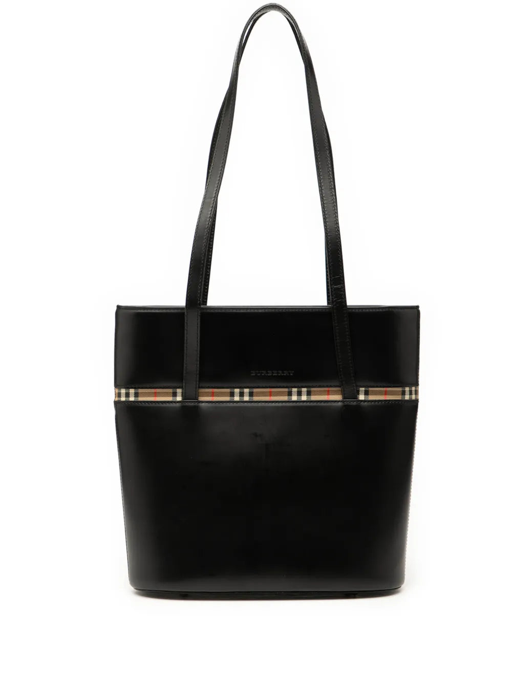 Burberry Pre Owned 2000 2017 House Check Trimmed Leather Shoulder Bag