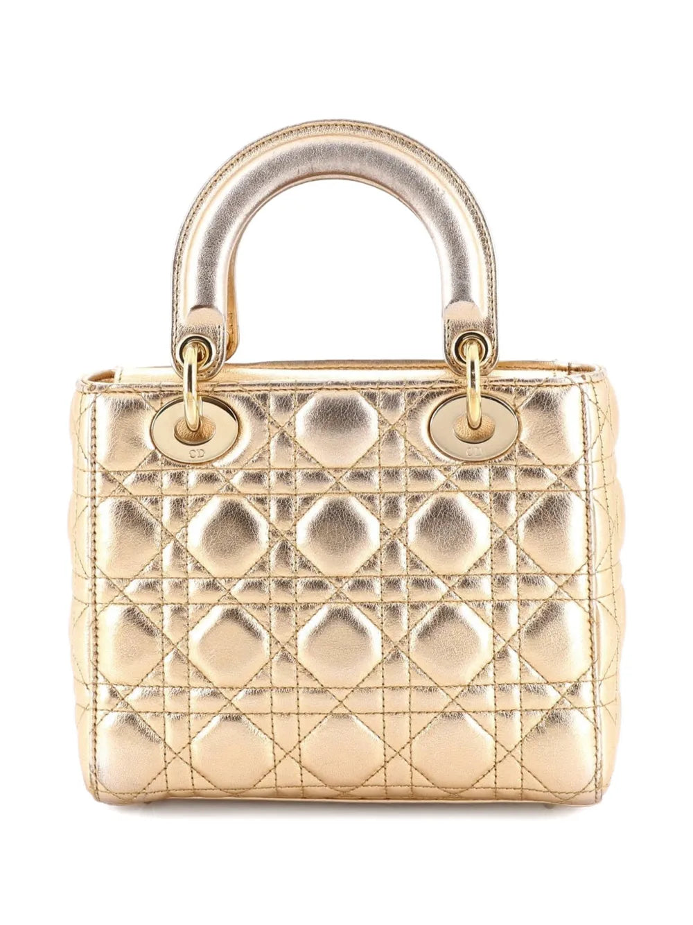 Christian Dior Pre Owned My Abcdior Lady Dior Bag Metallic Cannage Quilt Leather Shoulder Bag