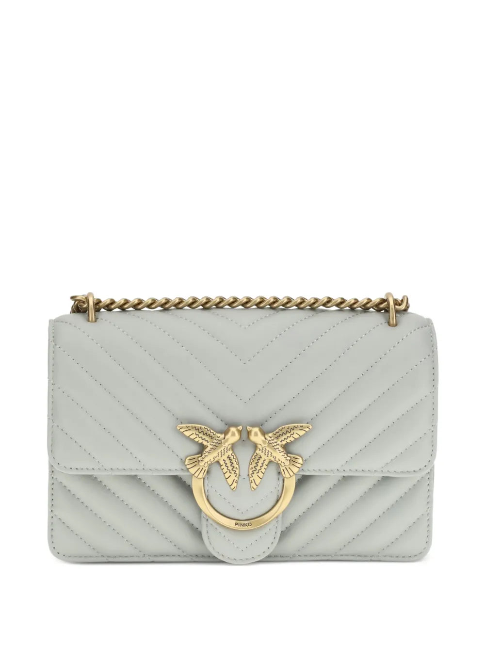 Pinko Love Chevron Bird Ring Leather Shoulder Bag