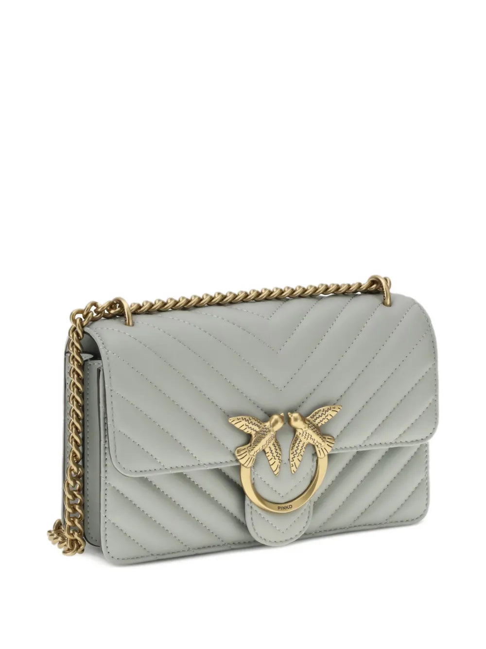 Pinko Love Chevron Bird Ring Leather Shoulder Bag