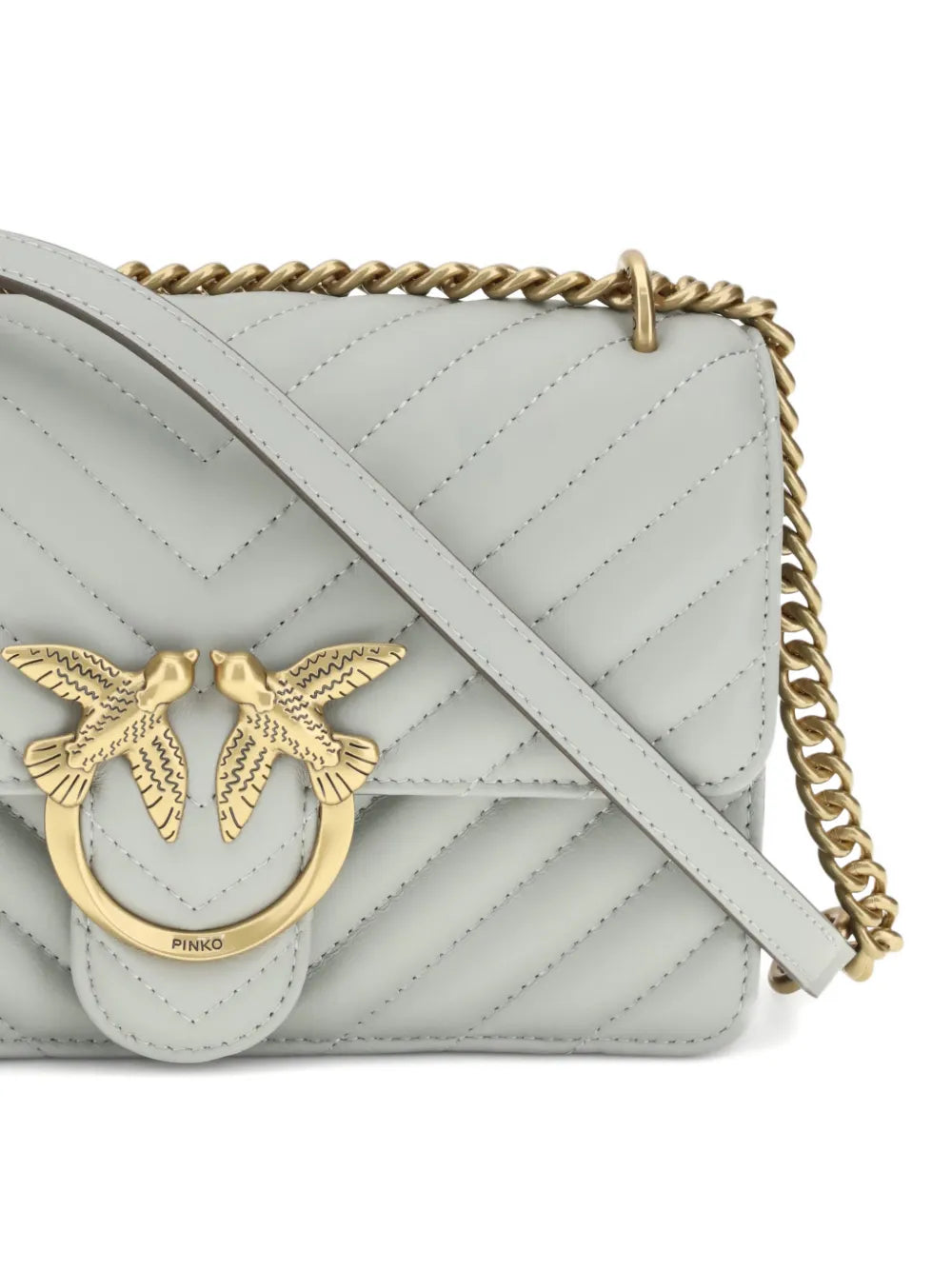 Pinko Love Chevron Bird Ring Leather Shoulder Bag