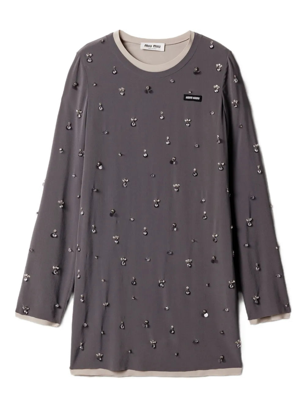 Miu Miu Embroidered Long Sleeve Mini Dress