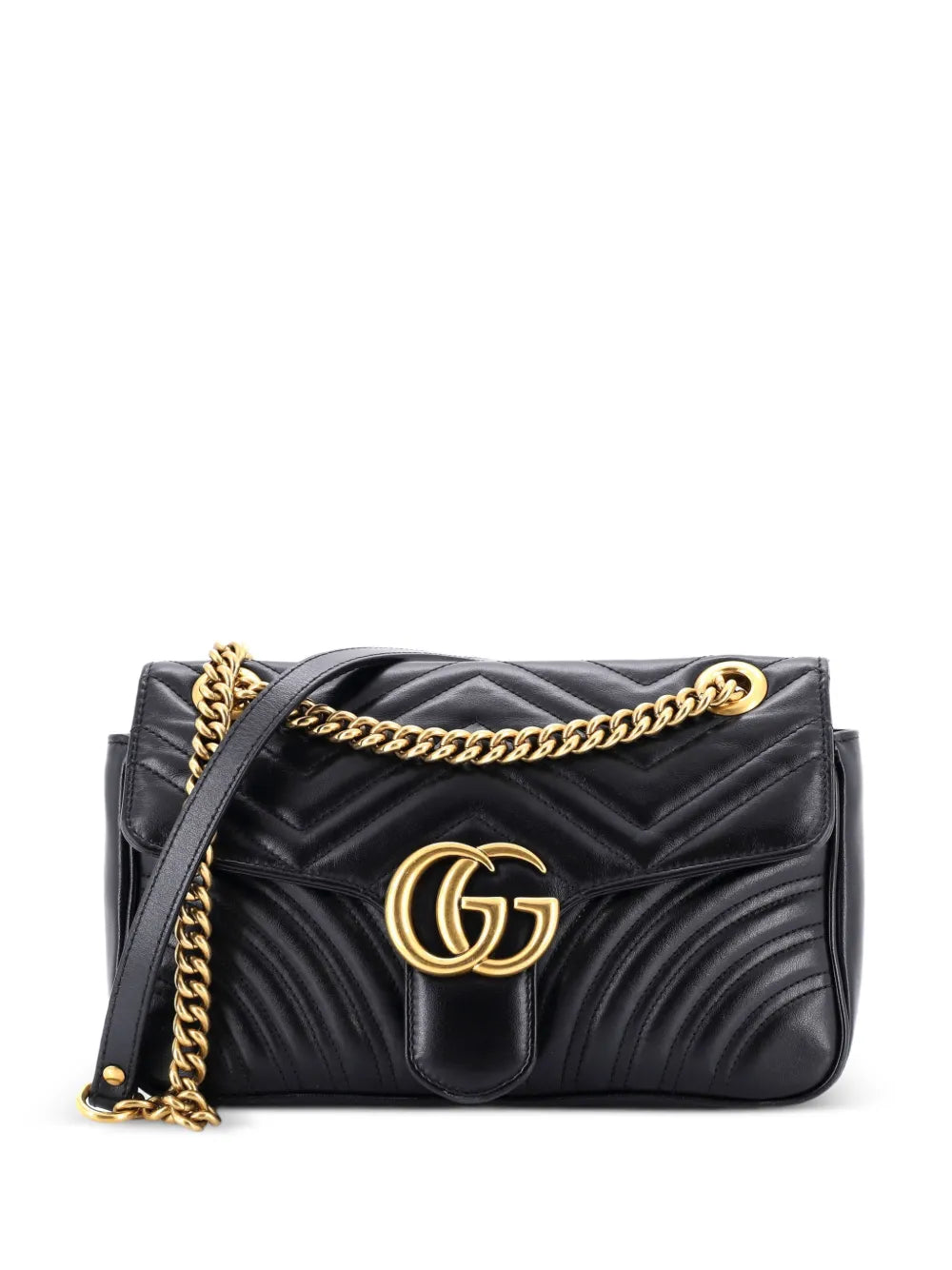 Gucci Pre Owned Gg Marmont Flap Bag Matelasse Leather Medium Shoulder Bag