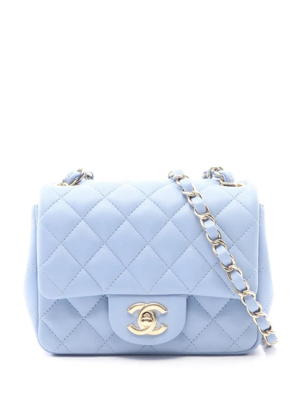 Chanel Pre Owned 2020 Mini Square Classic Lambskin Single Flap Shoulder Bag