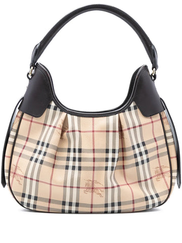 Burberry Pre Owned 2000 2010 Haymarket Check Coated Canvas Brooklyn Hobo Bag