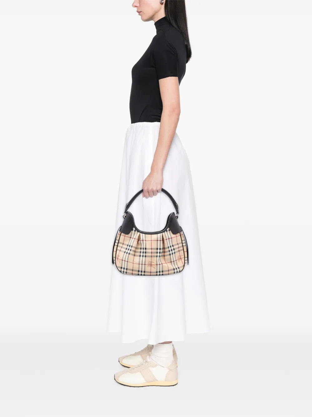 Burberry Pre Owned 2000 2010 Haymarket Check Coated Canvas Brooklyn Hobo Bag