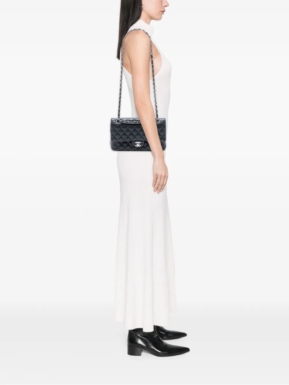 Chanel Pre Owned 2014 2015 Medium Classic Caviar Double Flap Shoulder Bag